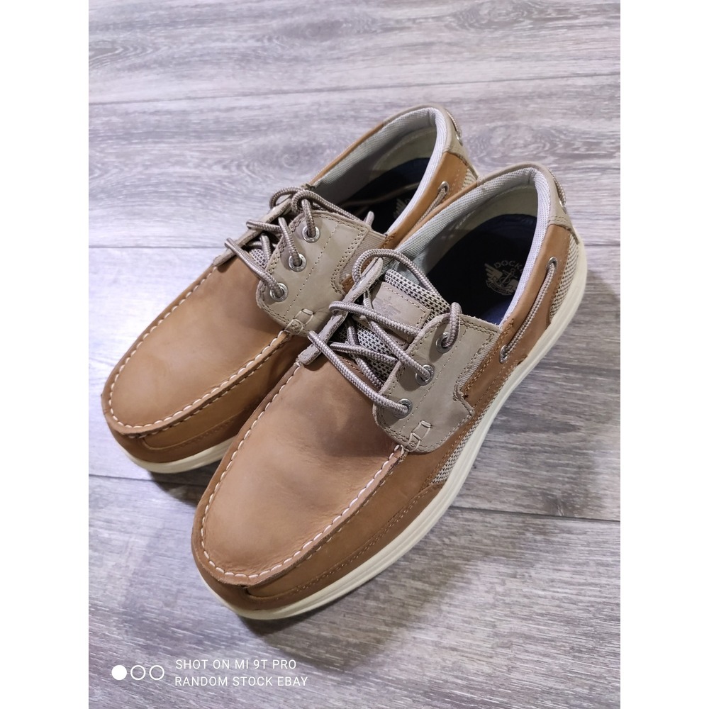 Dockers Beacon Mens Tan Taupe Leather Boat Shoes Stain Defender Size 10 M
